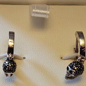 Thomas Sabo sterling silver skull earrings 925 blackened, black zirconium